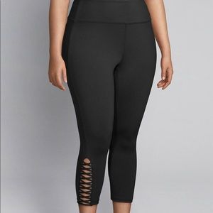Lane Bryant LIVI Capri Leggings w/ strappy hem